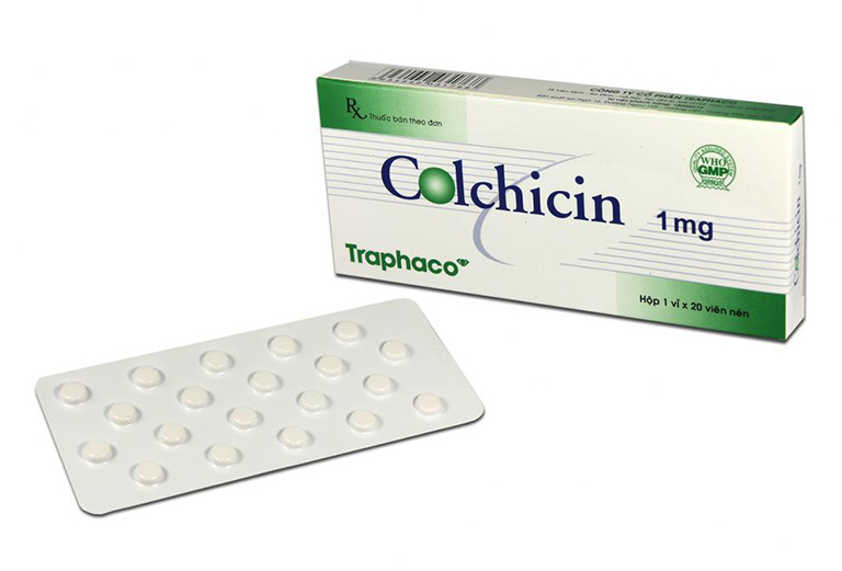 Thuốc gout Colchicine đang được bán trên thị trường với giá 28.000 VNĐ/ hộp 1 vỉ x 20 viên 1mg Colchicine