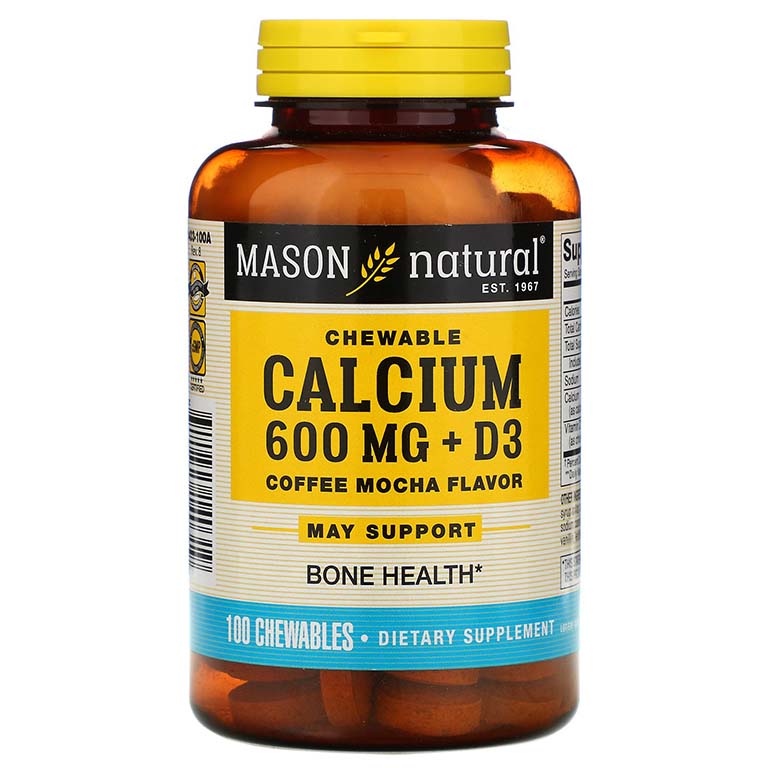 thuốc canxi cho bà bầu Mason Natural Chewable Calcium 600 Mg + D3