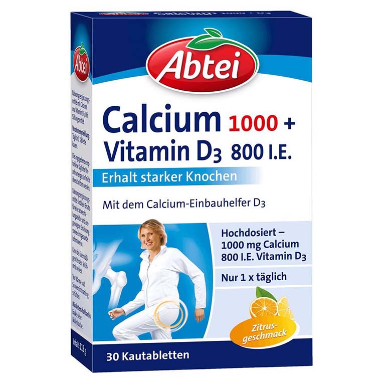 Viên nhai Abtei Calcium 1000 + Vitamin D3 800 I.E