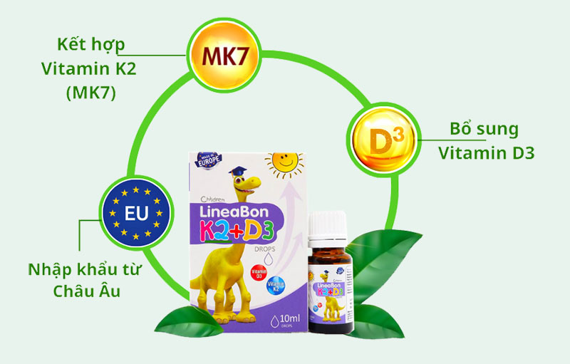 thuốc chống còi xương cho trẻ: Lineabon K2 + D3