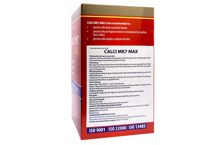 Thành phần của viên uống Calci MK7 Max