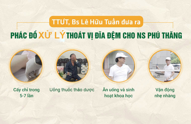 Phác đồ điều trị thoát vị đĩa đệm của nghệ sĩ Phú Thăng tại Trung tâm Thuốc dân tộc